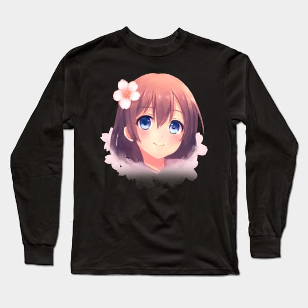 Anime girl with sakura Long Sleeve T-Shirt by Greg0rPlotvin